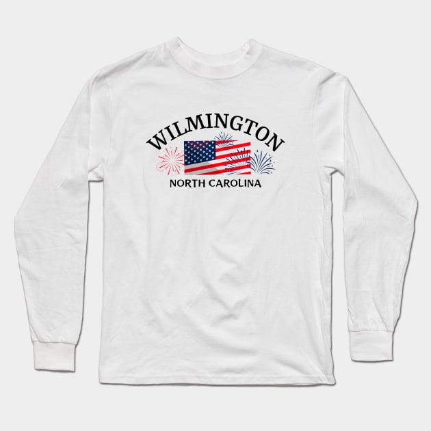 Wilmington, North Carolina Patriotic Long Sleeve T-Shirt by Mountain Morning Graphics